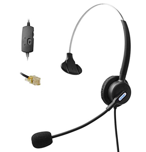 Comdio H103VG4 Mono Call Center Telephone Headset Headphone with Mic + Volume Mute Control for Grandstream IP Phones GXP1400 GXP1405 GXP1450 GXP2124 GXP2120 GXP2140 GXP2140 GXP2160 GXP2110 GXP2100