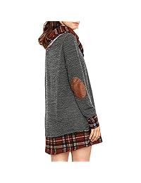 Alaster Queen - Vestido de cuello de vaca de manga larga, parche de codo casual para mujer