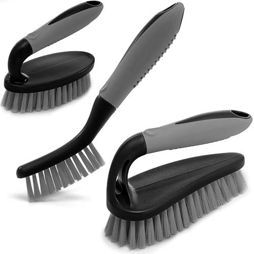 Scrub Brush Set of 3pcs - Cleaning Shower Scrubber with Ergonomic Handle