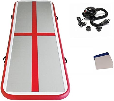 Gutlucky Inflatable Tumbling Gymnastic Air floor Mat Track Cheerleading for Home Use/Cheerleading/Beach/Park and Water (Red)