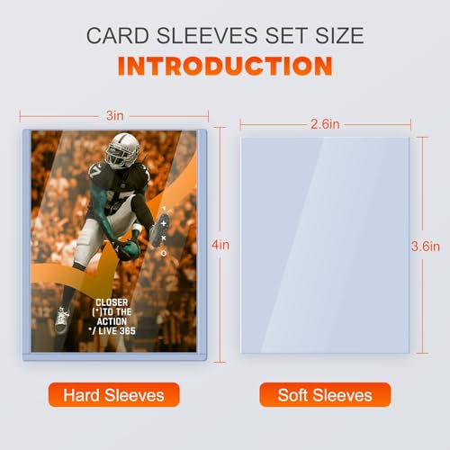 Top loaders 200 Piece, 3" x 4"Clear Rigid Card Cases for Collectibles, （100 Hard Toploaders + 100 Clear Sleeves） for Trading Card Games (MTG), Sports Cards