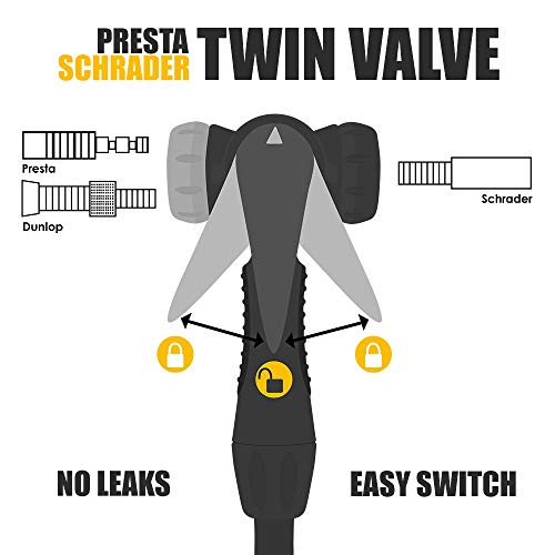 BV Bicycle Ergonomic Bike Floor Pump With Gauge Smart Valve Head 160 BV Bicycle Ergonomic Bike Floor Pump With Gauge Smart Valve Head 160