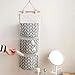 Amlrt 2 Packs Hanging Storage Bag 3 Pocket Linen Cotton Fabric Wall Door Closet Hanging Storage Bag