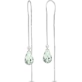 Galaxy Gold GG 14k White Gold Green Amethyst Thread Earrings