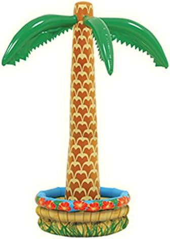 Tropical Inflatable Palm Tree Cooler, Holds 30 Cans, 6 feet Tall