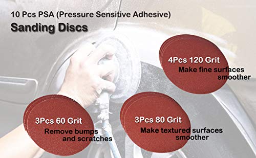 6-Inch Random Orbit Air Palm Sander, Dual Action Pneumatic Polisher with 10pcs Sanding Discs Pad & Protective kits