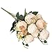 Shengyuan Artificial Flowers Fake Silk Peony Flower Bouquet Floral Plants Decor for Home Garden Wedding Party Decor Decoration (Champagne Cream)