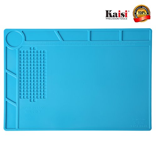 Kaisi S-130 Heat Insulation Silicone Mat Repair Kit, Heat Resistant Maintenance Desk Mat, for Soldering Iron, Phone and Computer Repair, Can be Folded and Easy to Carry (S130)