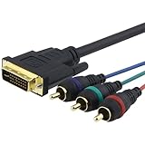 DVI-I to 3 RCA Component RGB Cable M/M, 6 feet / 1.8 meters, Black
