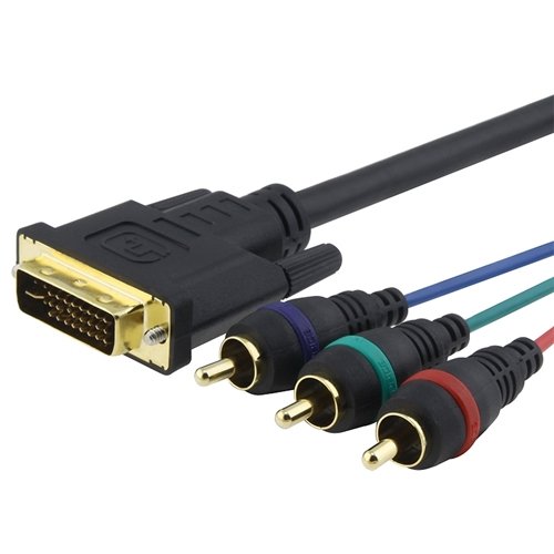 DVII to 3 RCA Component RGB Cable M/M, 6 feet / 1.8 meters, Black Home Audio & Theater