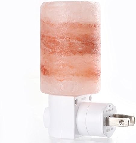 Wishwill Portable Hand Carved Natural Crystal Himalayan Salt Lamp mini Nursey Night Light with Wall Plug for Home Office Living Roon Bathroom Decorations (Cylinder shaped)