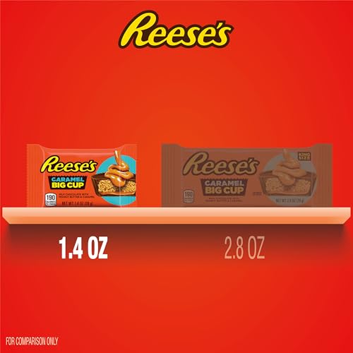 REESE’S BIG CUP CARAMEL MILK CHOCOLATE PEANUT BUTTER CUPS, CANDY PACKS, 1.4 OZ (16 COUNT)