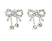 5 Bowties Silver Rhinestones Crystals Nail Art Decorations Jewels Gems By VAGA®