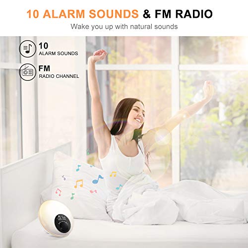 Tekjoy Wake Up Light Sunrise Alarm Clock LED Digital Wakeup Alarm with