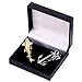 2pc Metal Alloy Mens Fashion Tie Clips Pins and Necktie Bar Silver Gold Tone Set for Skinny Neckties with Gift Box
