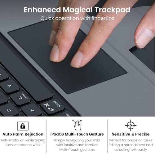 Nillkin iPad Pro 11 inch Case with Keyboard (M5 2025/M4 2024), Magic Trackpad, 7 Colors Backlit, Portrait/Landscape Modes, Detachable & Rugged iPad Keyboard Case for iPad Pro 11” 5th Generation, Black