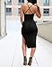 Ninimour Women's Solid Sleeveless Spaghetti Strap Side Slit Bodycon Dress, Black, Small