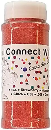 iConnectWithGlitter – Strawberry Red, Extra Fine Iridescent Glitter; Multi-use for Crafts, Decorations, Nail Art, Makeup, Tumblers, Resin Art, and DIY Projects