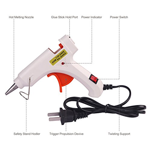 Hot Melt Gun Mini DIY Crafts Home Office Quick Repair with Glue Stick (20 W, White)