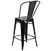 Belleze 24'' inch Indoor-Outdoor Counter Height Stool with Back, Set of (4) Black