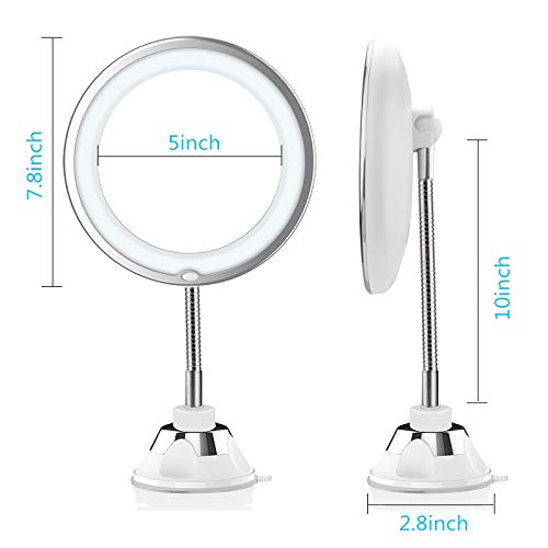 Ursulan 5X Magnifying Makeup Mirror Adjustable Flexible Gooseneck LED