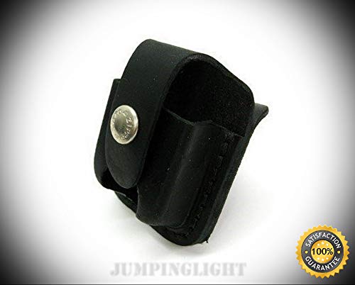 Black Leather Thumb Notch Lighter Pouch with Snap Closure & Belt Loop LPTBK – Premium Lighter Fluid (Comes Unfilled) – Made in USA!