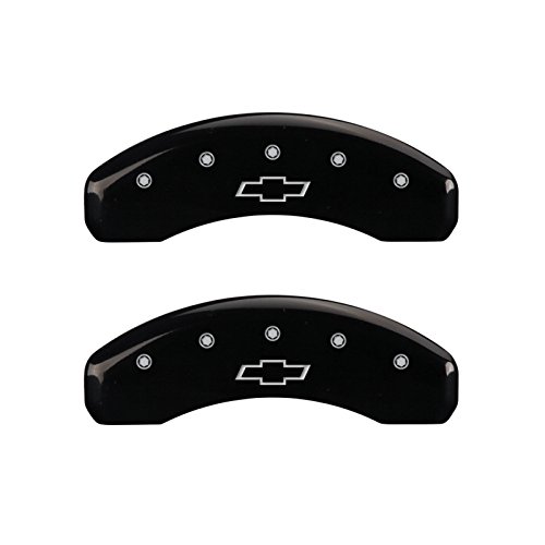 MGP Caliper Covers 14036SBOWBK 'Bowtie' Engraved Caliper Cover with Black Powder Coat Finish and Silver Characters, (Set of 4) (Certified Refurbished)