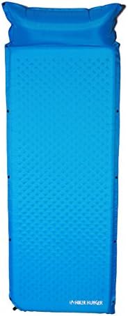 Ultra Lightweight Self Inflating Sleeping Pad with attached Pillow - Built for Backpacking, Camping, Hiking, Hammocks, Tents, and More! (Blue)