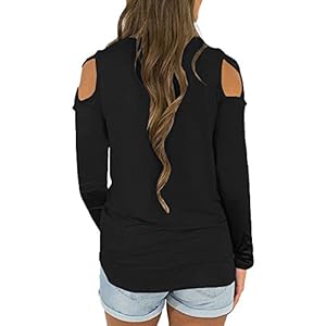 For-G-and-PL-Womens-Strappy-Cold-Shoulder-Long-Sleeve-Tunic-Tops