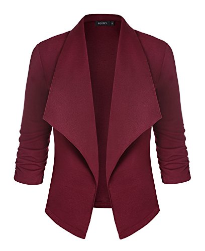 ROOSEY Women's Stretch 3/4 Sleeve Casual Work Office Open Front Blazer Jacket