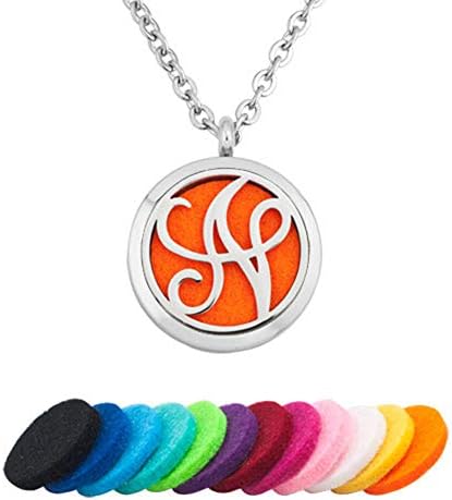 LoEnMe Jewelry A to Z Pendant Alphabet Initial Letter Aromatherapy Essential Oil Diffuser Monogram Necklace