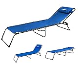KingCamp Camping Cot Patio Foldable Chaise Lounge Chair Bed(Blue)