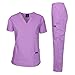 Dagacci Medical Uniform Womens and Mens Scrub Set Unisex Medical Scrub Shirt Top and Pant, Lavender, Small, Short Sleeve