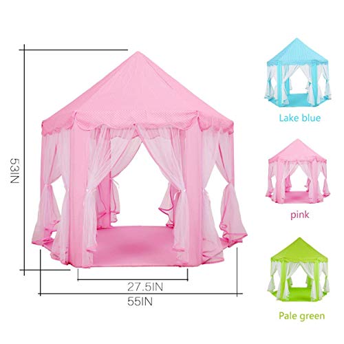 Anyshock Kids Tent, Princess Castle Large Play House Tent Girls Pop Up Baby Toys Dollhouse Outdoor and Indoor Playhouse Tent Toy Great for 1-8 Years Old Kids/boy/Girls/Baby/Infant (No LED Light) - Thumbnail 4