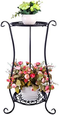 ReallyPow Iron Plant Pot Stand Plant Rack Multi-layer Flower Holder Simple Art Flowerpot Base Holder Rack for Indoor Living Room Balcony Decor (Black)