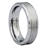 6mm Center Brushed White Tungsten Carbide Wedding Band