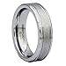 6mm Center Brushed White Tungsten Carbide Wedding Band