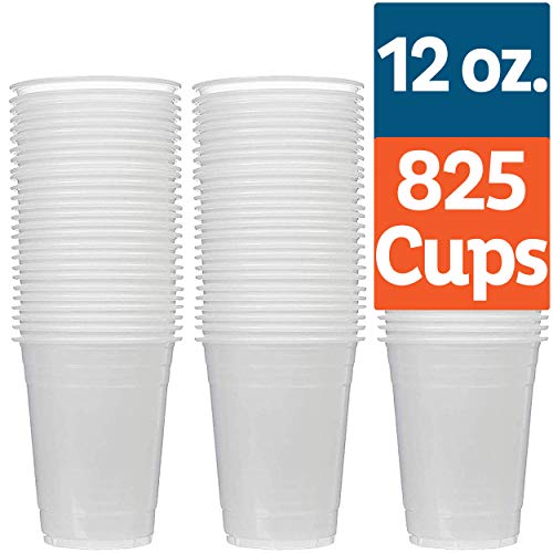 Plastic Cups 12 oz. Translucent Disposable Cups [Case of 825 Cups] Clear Plastic Cups 12 Ounce