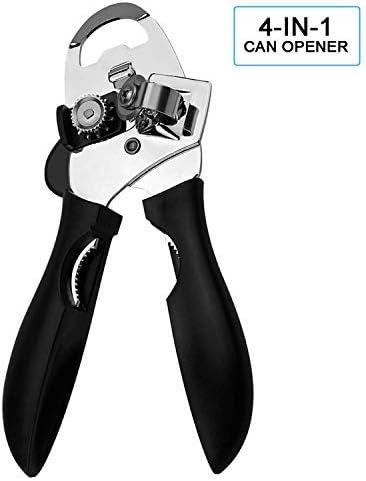 Monsiee Can Opener Manual, Professional 4-in-1 Heavy Duty Stainless Steel Tin Cans Openers with Safe Sharp Cutting Tool and Anti Slip Handle