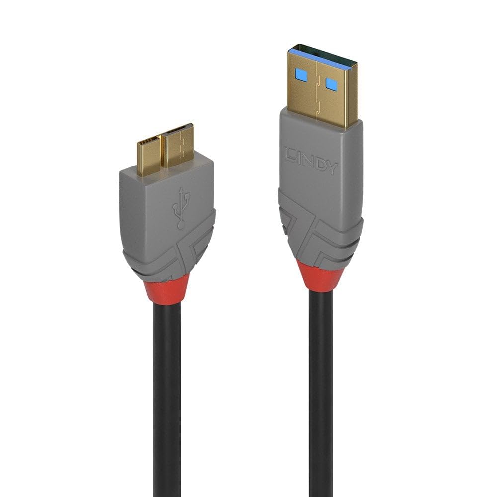 Lindy 3m USB 3.2 Type A To Micro-B Cable, 5Gbps, Anthra Line