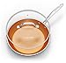 Nonstick Ceramic Copper Frying Pan: Non Stick Skillet with Glass Lid - Round Aluminum Saute Pan For Gas, Electric and Induction Cooktops - 10 Inches