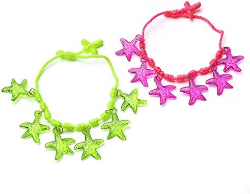 INSANEY 2 Pack Starfish Anklet for Children Charms Chain Foot Beach Ankle Bracelets (Suitable for children under 10) (2 Pack Rose red+Green)