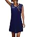 StyleDome Women's Lace Sleeveless Hollow Out Beach Cocktail Slim Mini Maxi Dress Blue US 12