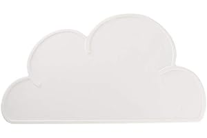 Love Dream Silicone Pet Feeding Food Mat with Raised Edge, Anti-Slip Waterproof Pet Bowl Mat Placemat for Dog and Cat (White)