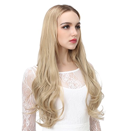SARLA Synthetic Hairpieces Flip in Women Hair Extensions Natural Wave Invisible Halo Hair Extensions M01 (16H613 Dirty Blonde)