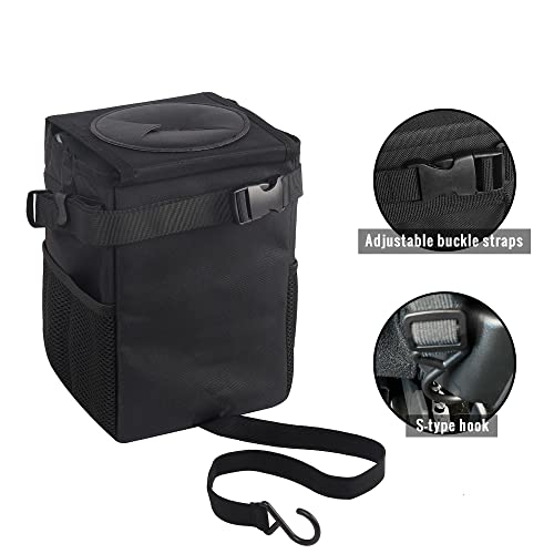 Jizfmion Car Trash Can Collapsible Waterproof and Leak-Proof Liner Washable Car Garbage Can Hanging in The Car Front Headrest and Behind The Console Use(Small)