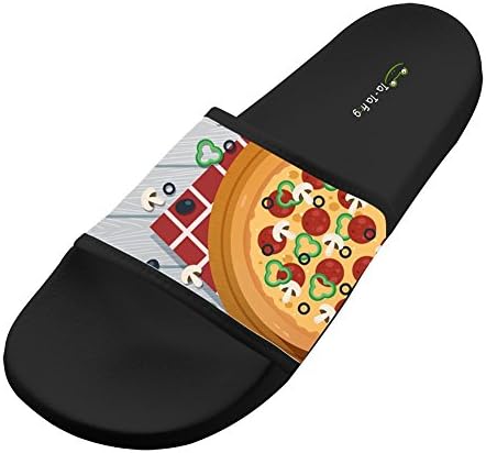 KOUY Summer Unisex Delicious Pizza Home Slippers Bath / Beach Non Slip Slide Sandals