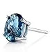 Peora 14K White Gold London Blue Topaz Earrings for Women, Natural Gemstone Classic Solitaire Studs, 7x5mm Oval Shape, 2 Carats total, Friction Back, December Birthstone Earrings, Gold Studs