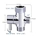 HOMEIDEAS T-adapter with Shut-off Valve, 3-way Tee Connector 7/8 inches, Chrome Finish, for Bidets