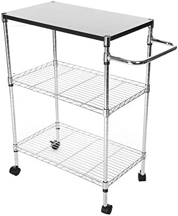 Lebeauty Storage Shelf Multi-Function Wheeled Wooden Cart Storage Rack Kitchen Supplies Storage Rack 3-Layer Storage Rack for Microwave Oven Condiments Dishes Green Plants 60x35x80cm